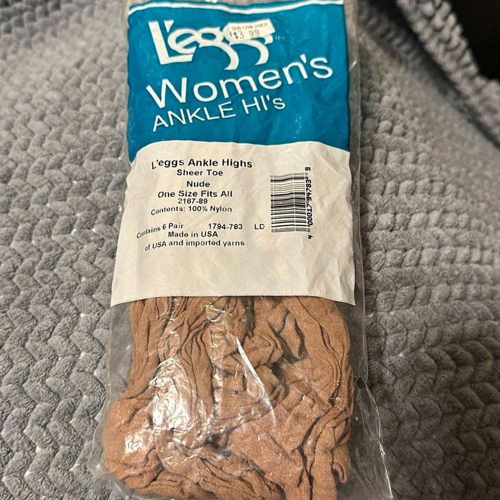 L’eggs Women’s Ankle Hi’s Sheer Toe. New. Vintage. One Size. nude.